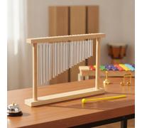 Carillon A Vento A 20 Note In Legno Chiaro E Alluminio, Con Cornice