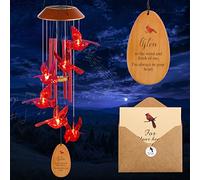 Carillon a vento cardinale, luce commemorativa a energia solare con uccellino rosso, per esterni, giardino, regalo di simpatia per donne, mamma, nonna, padre, perdita della persona amata