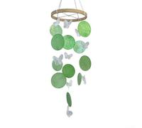 Carillon a vento con conchiglia naturale e farfalla, per giardino, balcone, decorazione da appendere all'esterno, con melodia tranquilla ed essenza bohémien (verde)