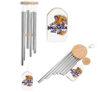 Carillon a vento con scheletro di Halloween su pattini a rotelle Carillon a vento commemorativo con 6 tubi in alluminio decorazione da giardino per esterni