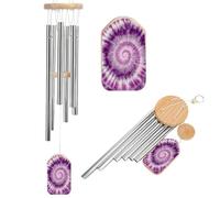 Carillon a vento grigio bianco e viola tie-dye estetico commemorativo tono profondo con 6 tubi in alluminio decorazione da giardino esterno cortile