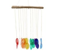 Carillon a vento in legno - Grandi foglie arcobaleno