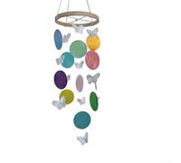 Carillon a vento in materiale organico con farfalla e conchiglie per giardino zen, area di meditazione o interni ispirati alla costa (colorato)