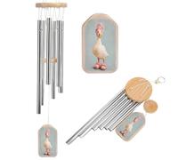 Carillon a vento in stile retrò, con asciugamano rosa anatra sulla testa, con 6 tubi in alluminio, decorazione da giardino