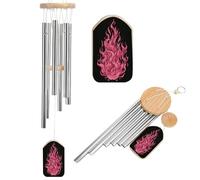 Carillon a vento minimalista rosa con motivo a fuoco commemorativo tono profondo con 6 tubi in alluminio decorazione da giardino per esterni