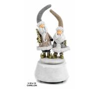 CARILLON BABBO NATALE RESINA E TESSUTO DAL CAPPELO GNOMO IDEA REGALO ADDOBBI