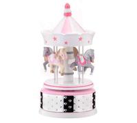 Carillon Bambina Giostra con Cavalli Bianca e Rosa con Fascia in Argento Valenti