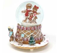 Carillon Boule de neige con famiglia di gingerbread 10cm