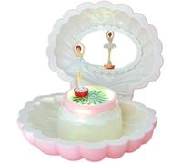 Carillon Colorful Flash Shell Music Box Scatola di Immagazzinaggio di Gioielli Musicali per Ragazze con Ballerina Music Jewelry Box Festival Gift, C, 15.5 * 15.5cm