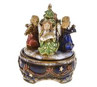 Carillon con Angeli e Albero H18,5 cm in Porcellana Rosso