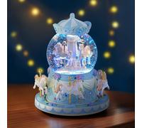 Carillon con carillon a forma di giostra, regalo di compleanno per ragazze, con carosello blu, palla di neve con cavallo, moglie, fidanzata, figlia, mamma, figlio, anniversario, festa della mamma, con