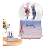Carillon con globo di neve, decorazione musicale illuminata con globo d'acqua trasparente - Globo acquatico con coppia luminosa, decorazioni di San, regali per anniversario, Natale, matrimon