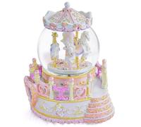 Carillon con sfera di neve carosello, cornice per foto personalizzata, regalo di compleanno per moglie, fidanzata, figlia, mamma, carillon con luci che giocano a castello nel cielo