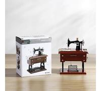 Carillon da cucito con meccanismo a orologeria, statuetta vintage a forma di macchina da cucire, con mini cassetto, melodia meccanica, decorazione retrò per la scrivania, regalo di Natale, compleanno