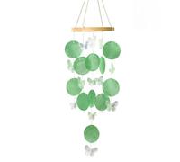 Carillón de Viento Conchas y Mariposas Campanelli a Vento Boho Campane a Vento de Nácar Decoración de Jardín Scacciaspiriti da Esterno Decoración para Ventana, Sala de Estar, Terraza y Balcón (Verde)