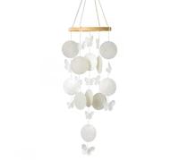 Carillón de Viento Conchas y Mariposas Campanelli a Vento Boho Campane a Vento de Nácar Decoración de Jardín Scacciaspiriti da Esterno Decoración para Ventana, Sala de Estar, Terraza y Balcón (Bianco)