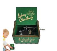 Carillon di Natale, scatola di musica vintage, scatola di musica incisa in legno a tema natalizio, scatola musicale a manovella a tema natalizio, per camera da letto, cameretta dei bambini, soggiorno