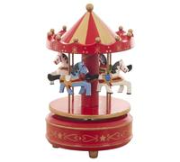 Carillon giostra per bambini, statuetta musicale cavallo rotante, rosso | Design stella rossa da sogno, ideale per la decorazione della casa, regalo di Natale di compleanno, decorazione della stanza
