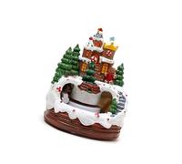 Carillon illuminato a forma di cabina di Natale con treno in resina con luce a LED, per uomini, donne, bambini, compleanno, Natale, regalo di Babbo Natale, statuetta di treno