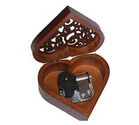 Carillon in legno antico inciso con 18 note, carillon a carica cilindrica a tema Davy Jone, con movimento placcato argento, a forma di cuore