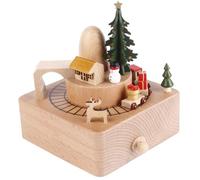 Carillon in Legno, Carillon Natalizio 4x6 Tunnel dell'Amleto con Piccolo Treno Magnetico in Movimento Movimento Musicale a Orologeria Regalo di Natale per Amanti Amici e Bambini