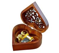 Carillon in legno con incisione anticata, Lilium da Elfen Lied Musical Box,con movimento dorato a forma di cuore