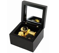 Carillon in legno con movimento placcato oro, storia d'amore, nero