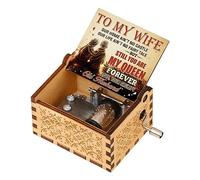 Carillon in legno intagliato a mano, stile vintage, carillon a manovella, ottimo regalo per matrimonio, anniversario, San Valentino, compleanno (B)