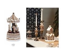 Carillon in poliresina effetto pan di zenzero con musica decoro addobbo Natale