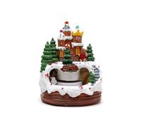 Carillon in resina illuminata con treno in resina con luce a LED, per uomini, donne, bambini, compleanno, Natale, villaggio in resina