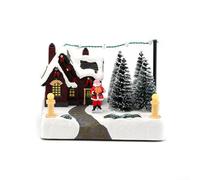 Carillon in resina luminosa con scena natalizia di neve che suona melodia festiva, decorazione per le vacanze, con USB o alimentazione a batteria (Babbo Natale)