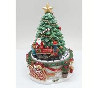 CARILLON MECCANICO ALBERO CON TRENINO BABBO NATALE Cm.16H MELODIA O ALBERO 61010