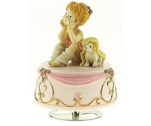 CARILLON MECCANICO Cm.12 con BALLERINA con CANE Melodia:Il LAGO dei CIGNI 15009