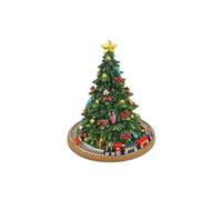 CARILLON MECCANICO NATALIZIO con ALBERO DECORATO E TRENINO di BABBO NATALE ALTEZZA Cm.18,5 MELODIA O ALBERO 56047