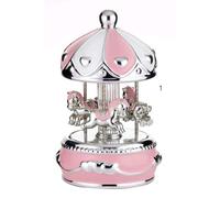 CARILLON MECCANICO ROSA GIOSTRA CAVALLI H.16 In CERAMICA E ARGENTO CON LUCI LED