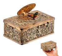 Carillon musicale 3D con uccellini cantanti, fatto a mano, vintage, per decorare la casa, regali e oggetti da collezione (oro)