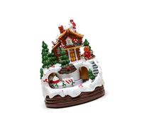 Carillon musicale in resina a forma di cabina di Natale, unisex, per bambini, regalo di compleanno, regalo di Natale, treno rotante, con luce a LED, villaggio musicale