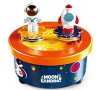 Carillon Musicale Spaziale per Bambini con Astronauta e Razzo Rotanti - Melodia “Fly Me to the Moon” - Meccanismo a Carica Manuale Senza Batterie - Decorazione Festa Compleanno e Regalo Tematico Unico