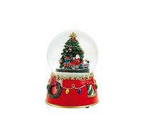 CARILLON NATALE SFERA VETRO Cm.10 con TRENINO e NEVE che GIRANO + MELODIA 60044