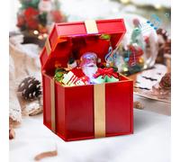 Carillon Natalizio con Musica e Luci, Carillon Natalizio USB O Batteria [Non Inclusa] Decorazioni Natalizie, Pupazzo di Neve di Babbo Natale all'interno, Regalo di Buon Natale per Bambini, Rosso