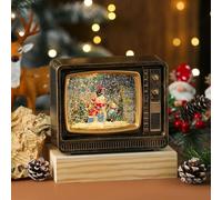 Carillon natalizio illuminato per la TV, ornamento da scrivania, decorazione con luce notturna con neve che cade, illuminazione e suono interattivi (pupazzo di neve ramato)