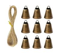 Carillon natalizio in ferro rurale, confezione da 9, con corda da 5 m per feste celebrative, uso domestico per animali domestici, ponte in ferro permanente
