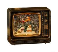 Carillon natalizio per TV, neve che cade e luce notturna, alimentato a batteria o USB, decorazione natalizia per la casa (cervo ramato)