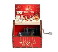 Carillon natalizio retrò, classico carillon in legno intagliato a mano, con incisione, scelta perfetta per bambini, Natale, compleanno, Halloween