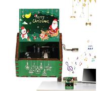 Carillon natalizio vintage - Scatola musicale in legno vintage a manovella