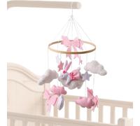 Carillon Per Culla, Girello Sensoriale Con Fiocco Rosa Per Prima Infanzia, Giocattolo Sensoriale Girevole Stile Bohemien per Camera Bambini Fasciatoio Soggiorno