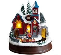 Carillon rotante a forma di treno natalizio con luci a LED, melodie festive, decorazione per villaggio in resina, decorazione per la casa, centrotavola, dimensioni 18 x 18 x 20 cm o 13,5 x 13,5 x 25,5