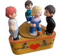 Carillon Rotante con Bacio a Forma di Triangolo Creativo, Altoparlante Bluetooth Ricaricabile, Scatola Musicale in Legno Intagliato a Mano, Regalo per Natale, San Valentino, Compleanno, Noël