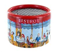 Carillon/scatola musicale a manovella rotonda di cartone sul tema dei bistrot parigini con meccanismo musicale di 18 note - Il valzer di Amélie Poulain - Il favoloso mondo di Amélie (Yann Tiersen)