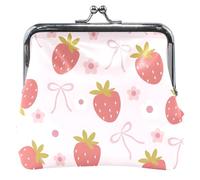 Carina borsa a portafoglio in pelle rosa con fragole da donna con fibbia bacio e fibbia per ragazze, bella fragola rosa, UNITALLA Classic, bella fragola rosa, UNITALLA Classic, Belle fragole rosa